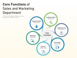Core Functions Of Sales And Marketing Department