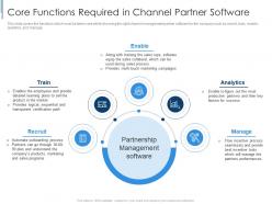 Core Functions Required In Channel Partner Software Effective Partnership Management Customers