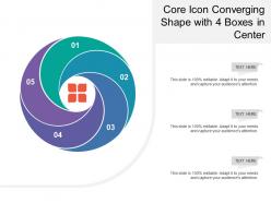 Core icon converging shape with 4 boxes in center