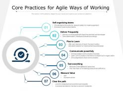 Core practices for agile ways of working