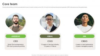 Core Team Investment Proposal Deck For Sustainable Agriculture