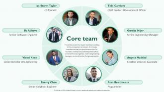 Core Team Investor Segment Funding Elevator Pitch Deck