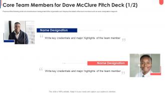 Core team members for dave mcclure pitch deck key