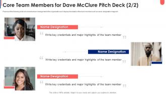 Core team members for dave mcclure pitch deck