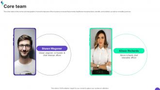 Core Team Wellness Insurance Mobile Application Investor Funding Elevator Pitch Deck