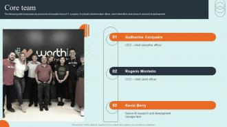 Core Team Worthix Investor Funding Elevator Pitch Deck