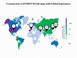 Coronavirus covid19 world map with global epicenters