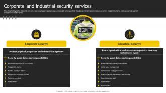 Corporate And Industrial Security Services Security Services Business Profile Ppt Diagrams