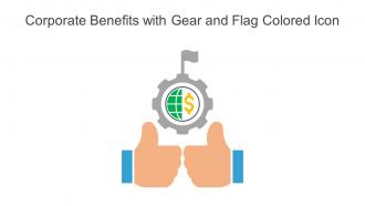 Corporate Benefits With Gear And Flag Colored Icon Powerpoint Pptx Png And Editable Eps Format