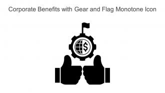 Corporate Benefits With Gear And Flag Monotone Icon Powerpoint Pptx Png And Editable Eps Format