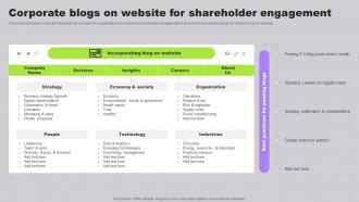 Corporate Blogs On Website For Developing Long Term Relationship With Shareholders