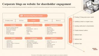 Corporate Blogs On Website For Shareholder Engagement Shareholder Communication Bridging