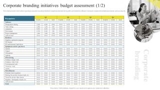 Corporate Branding Initiatives Budget Assessment Brand Maintenance Through Effective Branding SS