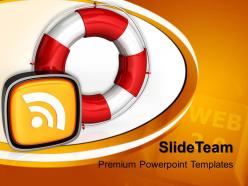 Corporate business strategy templates rescue icon rss symbol editable ppt slides powerpoint