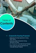 Corporate Buying Proposal Table Of Contents One Pager Sample Example Document