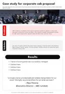 Corporate Cab Proposal For Case Study One Pager Sample Example Document