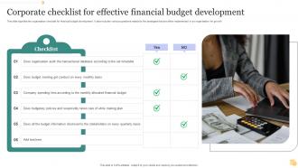 Corporate Checklist For Effective Financial Budget Development