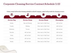 Corporate Cleaning Service Contract Schedule L1765 Ppt Powerpoint Presentation File