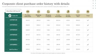 Corporate Client Purchase Order History With Details