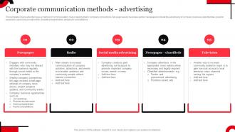 Corporate Communication Methods Advertising Ppt Infographic Template Tips Strategy SS V