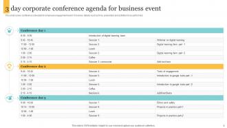 Corporate Conference Agenda Powerpoint Ppt Template Bundles