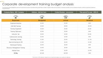 Corporate Development Training Budget Analysis