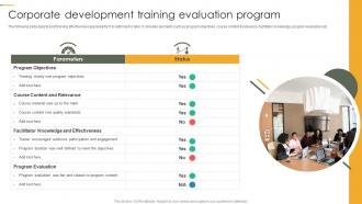 Corporate Development Training Evaluation Program