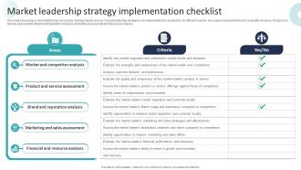 Corporate Dominance The Market Leadership Strategy Implementation Checklist Strategy SS V