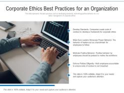 Corporate ethics best practices for an organization