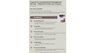 Corporate Event Management Services Statement Of Work And Contract One Pager Sample Example Document