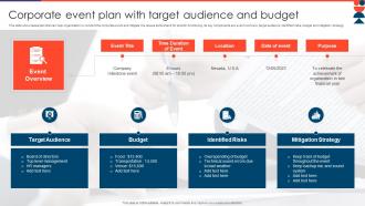 Corporate Event Plan With Target Audience And Budget