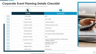 Corporate Event Planning Details Checklist