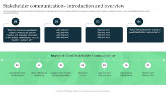 Corporate Executive Communication Stakeholder Communication Introduction And Overview