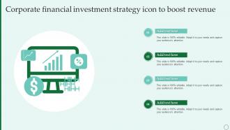 Corporate Financial Investment Strategy Icon To Boost Revenue