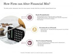 Corporate financing through debt vs equity how firm can alter financial mix ppt designs download