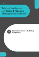 Corporate Franchise Management Playbook Report Sample Example Document