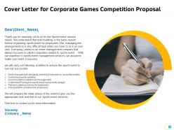 Corporate Games Competition Proposal Powerpoint Presentation Slides