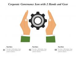 Corporate governance icon with 2 hands and gear