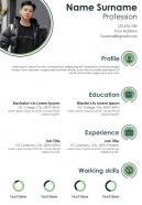 Corporate infographic resume design with achievements and hobbies