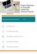 Corporate Leadership Training Proposal Of Project Objectives One Pager Sample Example Document