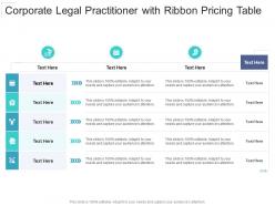 Corporate legal practitioner with ribbon pricing table infographic template