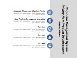 Corporate management system pricing new product development innovation cpb
