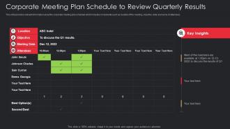 Corporate Meeting Plan Schedule To Review Quarterly Results