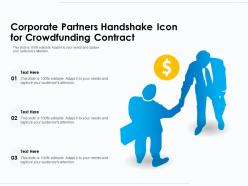 Corporate partners handshake icon for crowdfunding contract