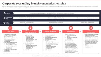 Corporate Rebranding Launch Communication Plan