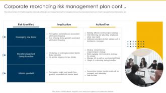 Corporate Rebranding Risk Management Plan Cont Rebranding Retaining Brand