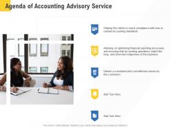 Corporate service providers agenda of accounting advisory service ppt powerpoint show