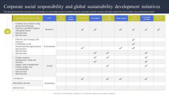 Corporate Social Responsibility And Global Sustainability Development Initiatives