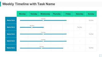 Corporate social responsibility initiative for firm weekly timeline task name
