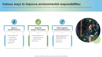 Corporate Social Responsibility Various Ways To Improve Environmental Responsibilities Strategy SS